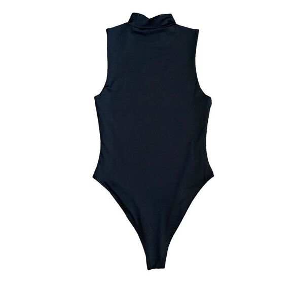 Forever 21 Black Cowl Neck Academia Casual Business Work Bodysuit Tank Top Shirt - Picture 3 of 4